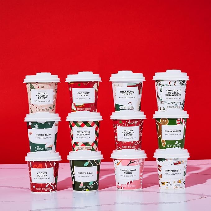 BomBombs Mini Hot Chocolate Gift Set with Holiday Packaging, Dessert Flavors Include Rocky Road, Cookie Butter, Pumpkin Pie & More, Set of 12