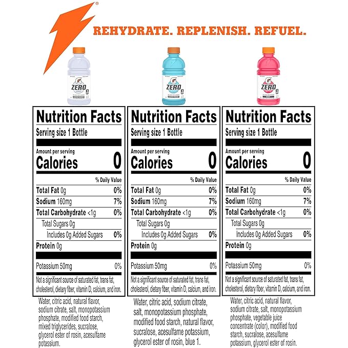 Gatorade G Zero Sports Drink, Glacier Freeze, Glacier Cherry, Berry Variety Pack, 12 Fl Oz (Pack of 18)
