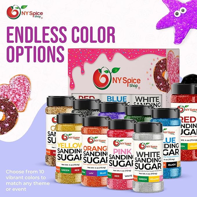 NY Spice Shop Lavender Sanding Sugar - 4 Ounce Sweet Colorful Edible Sprinkles For Candy Dish - Sugar Sprinkles For Cake Decorating Basket & Dishes