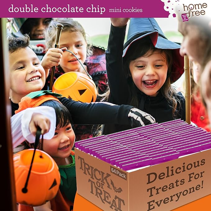 Homefree Treats You Can Trust Gluten Free Mini Cookies, Single Serve, Double Chocolate Chip, 0.95 Ounce (Pack of 64)