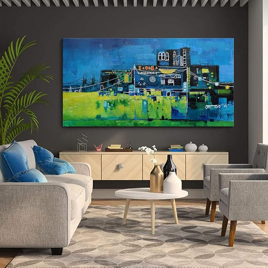 YDYSUNE Modern Abstract Wall Art for Living Room, Office & Bedroom Navy Blue City Wall Art Cityscape & Paintings for Bedroom Wall Art Pictures Wall Decor Artwork for Walls 29횞58IN