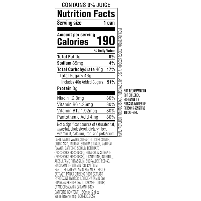 Rockstar Energy Drink, Fruit Punched, 12oz Sleek Cans (8 Pack)