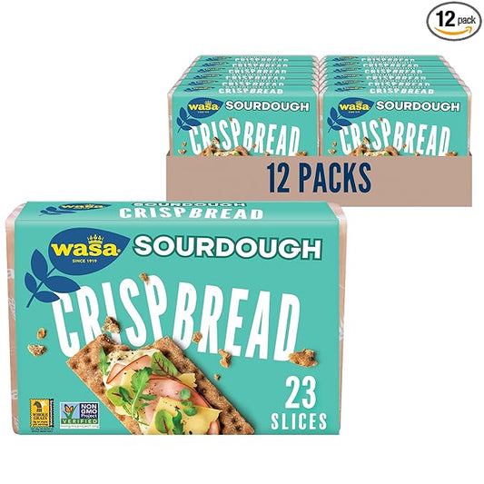 Wasa Sourdough Crispbread, 9.7 oz (Pack of 12), Crackers, Non-GMO Ingredients, Fat Free