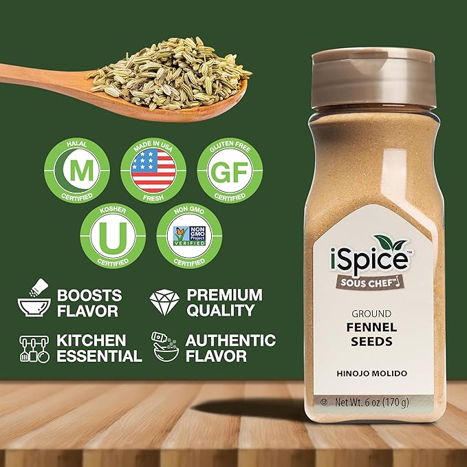 iSpice - GROUND FENNEL SEED POWDER 6oz (170g) (Ground)