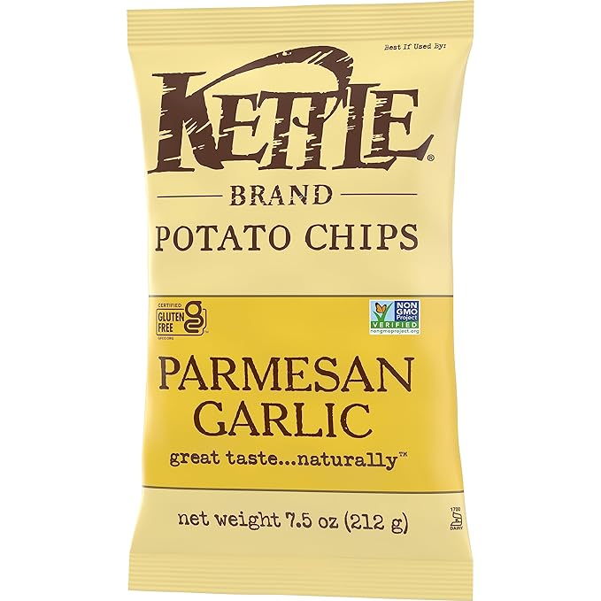 Kettle Brand Potato Chips Parmesan Garlic Kettle Chips, 7.5 Oz (Pack of 2)
