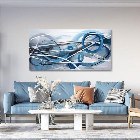 YDYSUNE Blue Abstract Wall Art Modern Canvas Wall Paintings Abstract Artwork for Living Room Pictures for Bedroom Wall Decor Office Home Decor 24횞48IN