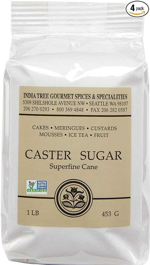 India Tree Caster Sugar, 1 lb 1 Pound (Pack of 4)