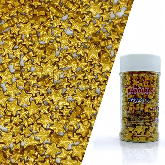 Mixed Size Gold Stars Sprinkles Edible Stars Cake Decorating Stars Cake Decorations Cupcake Toppers Cookie Decorating Perfect for Cakes,Cupcakes,Desserts Toppings 3OZ