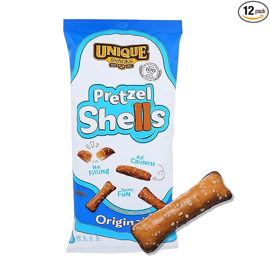 Unique Snacks Original Pretzel Shells, Delicious Homestyle Baked Snack Bag, Vegan, OU Kosher, and Non-GMO Food, No Artificial Flavor, 10 Oz. Bag, Pack of 12