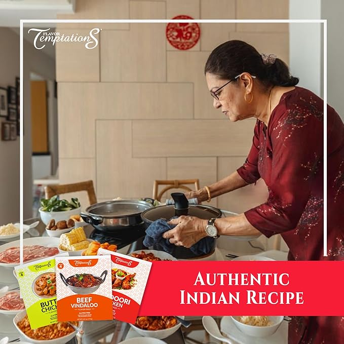 Butter Chicken Makhani, Tandoori Chicken, Beef Vindaloo Indian food spice kits by Flavor Temptations | Home Cook Authentic Indian Food | Organic, Gluten Free, No Sodium (3 Spice Kits)