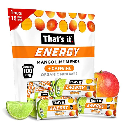 That?™s it. Mango Lime Energy Mini Bars | 100mg Natural Caffeine |Mango Lime| Allergy-Friendly, Nut Free, Organic, Non-GMO, Gluten-Free Snacks | 15 Count