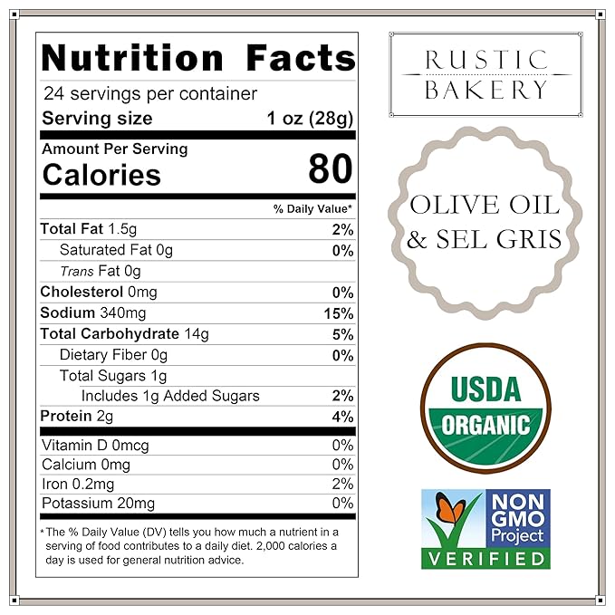 Rustic Bakery Handmade Sourdough Flatbread Cracker Bites - Olive Oil & Sel Gris - Sea Salt Charcuterie Crackers for Cheese Platters or Snacking - Made in California - Pack of 4, 6 Oz Bags