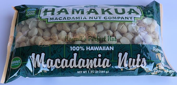 Hamakua Macadamia Nuts - No Salt Baking Macadamias (1.25 lb) - Natural Eco-Friendly Large Hawaiian Grown Dry Roasted Half and Whole Macadamias