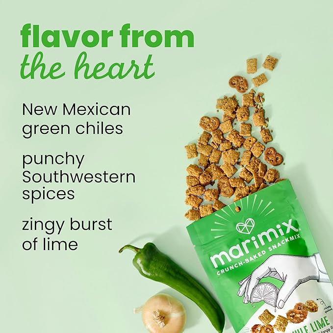 Marimix Snack Mix | Hatch Chili Lime | Crunch Baked Sweet & Salty Savory Plant Based Naturally Gluten Free Whole Grain Fiber Charcuterie Pretzel Trail Party Mix | No Artificial Ingredients