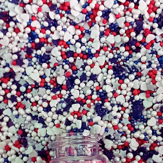 Confect Cake Mate Dessert Sprinkles ??Red, White & Silver Edible Sprinkles ??Pearl, Star & Heart Shapes ?밫oppings for Cake Decorating, Cupcakes, Cookies & Ice Cream | Vegan, Gluten-Free, Soy-Free, Dairy-Free, Palm Oil-Free- 4.2 Oz