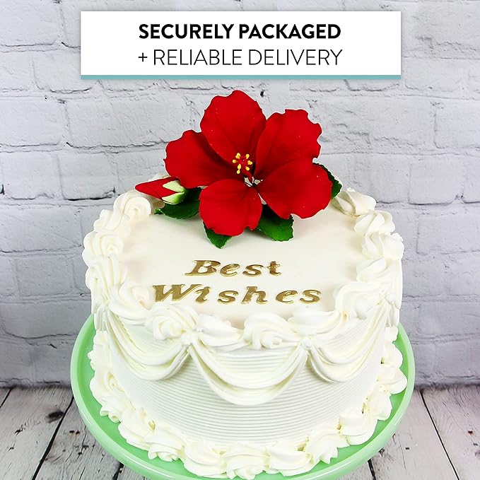 Global Sugar Art Hibiscus Sugar Cake Flowers Spray, Red Hawaiian Cake Flower Large, 1 Count by Chef Alan Tetreault