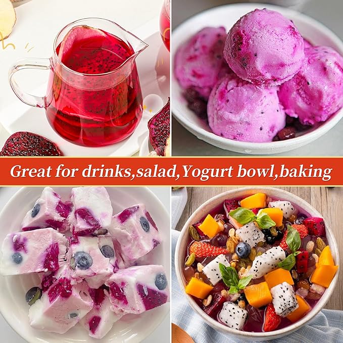iGAOZM Dried Dragon Fruit,8.8oz/250g,Dragon Fruit Dried,No Sugar added,Soft and Chewy Bulk Dehydrated Dragon Pieces,for Cocktails,Snacks,Garnishing, Baking