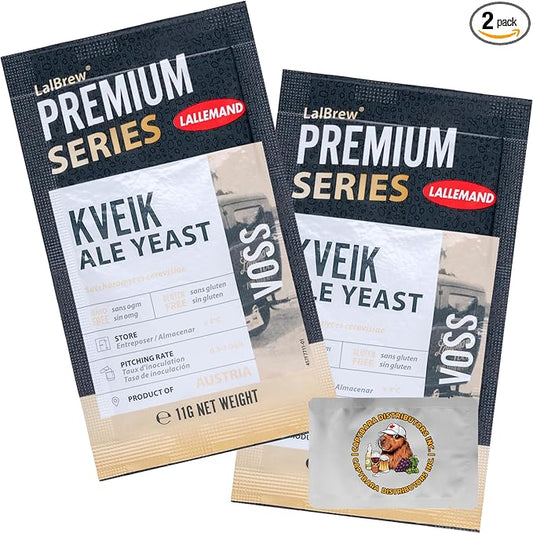 LalBrew VOSS Kveik Brewing Yeast (2 Pack) - Kveik Ale Yeast - Make Beer At Home - 11 g Sachets - Saccharomyces cerevisiae - Sold by CAPYBARA Distributors Inc.