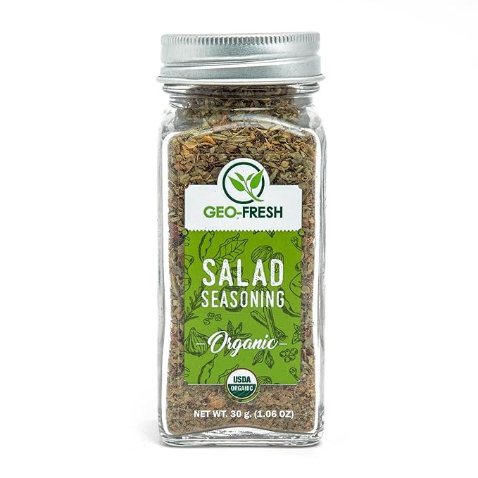 Geo-Fresh Organic Salad Seasoning, 1.06 oz (30g), Non-GMO, Kosher, 100% Organic, Gluten Free, USDA Certified