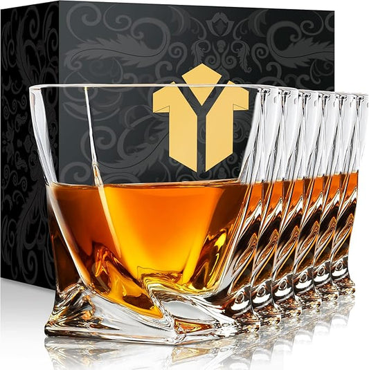 Old Fashioned Whiskey Glasses 10 OZ Rocks Glasses Set of 6, Gift Box - Barware For Bourbon, Scotch, Rum glasses, for Men Women
