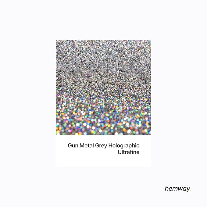 Hemway Premium Glitter Shaker - Gun Metal Grey Holographic | 130g Ultrafine Metallic Flake Sequins for Resin & Epoxy Crafts | Craft Supplies for Tumblers, Festival, Art