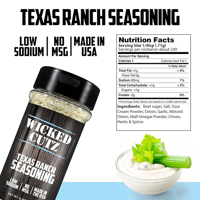 Wicked Cutz Texas Ranch Grill Seasoning Set, 2 Pack of Grilling Spices, Jerky Seasoning, Low Sodium & No MSG Spices & Seasonings