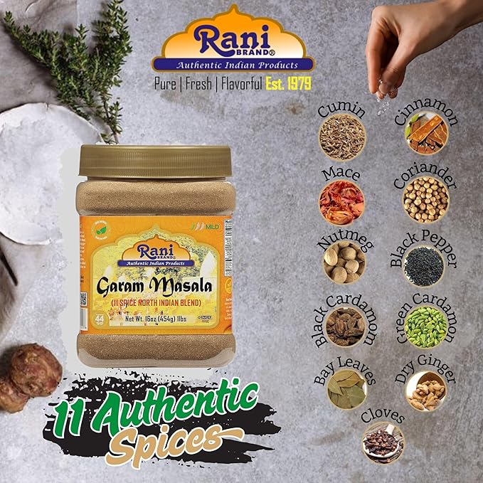 Rani Garam Masala Indian 11-Spice Blend 16oz (1lb) 454g PET Jar ~ All Natural, Salt-Free | Vegan | No Colors | Gluten Friendly | NON-GMO | Kosher | Indian Origin