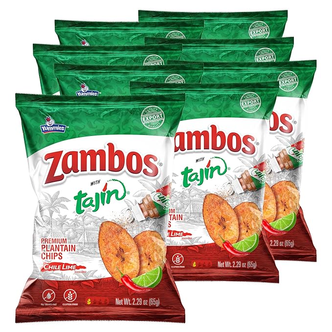 Zambos Plantain Chips with Taj챠n Seasoning, 2.29 oz (Pack of 8)