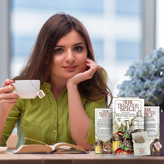 Olde Tradition Spice: Mulling Spices in Tea Bags for Apple Cider, Mulled Wine, Glühwein, Hot Toddy Holiday Drink - Sugar-Free & Caffeine-Free - 24 Count