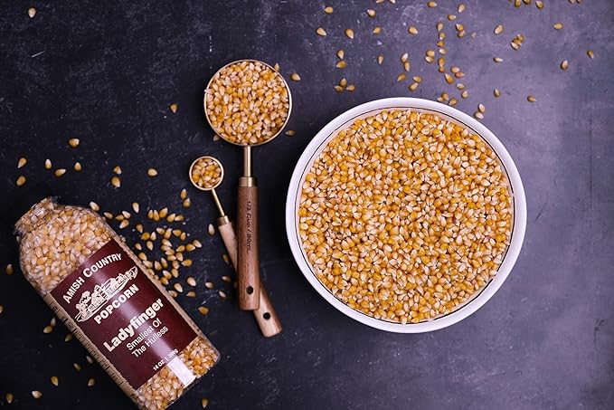 Amish Country Popcorn | 2-14 oz Bottles | Ladyfinger Popcorn Kernels | Old Fashioned, Non-GMO and Gluten Free (2-14 oz Bottles)