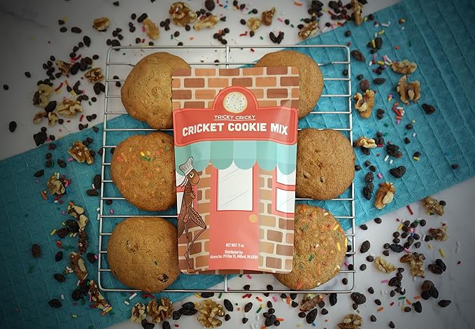 Tricky Cricky Cricket Protein Cookie Mix - USA Handmade Edible Cricket Flour Cookie Mix - Real USA Farmed Dried Crickets in Every Cookie - Edible Bugs Baked in for High Protein - 11 Ounce Bag
