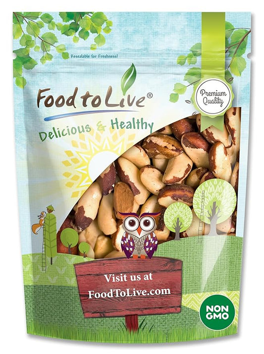 Food to Live Raw Brazil Nuts, 3 Pounds – Non-GMO Verified, Raw, Whole, No Shell, Unsalted, Kosher, Vegan, Keto and Paleo Friendly, Bulk, Good Source of Selenium, Low Sodium, Low Carb, Great Trail Mix