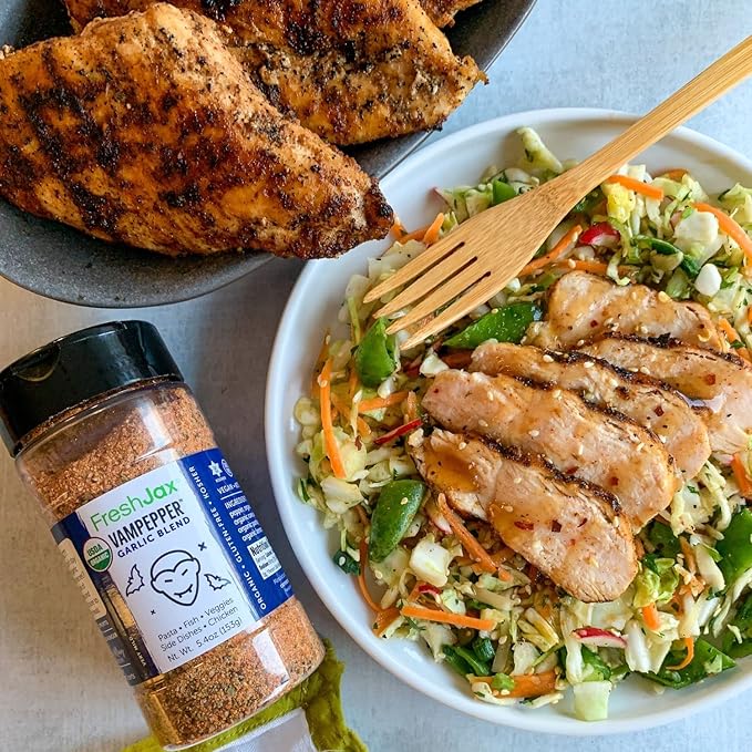 FreshJax Organic Vampepper Garlic Seasoning ??5.2 oz | Bold Garlic & Herb Spice Blend for Chicken, Steak, Pasta, Veggies & Marinades | Non-GMO, Gluten-Free, Keto, Paleo