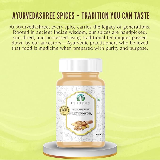 AYURVEDASHREE Ginger (Adarak) Powder Ground, Spice 100gm PET Jar