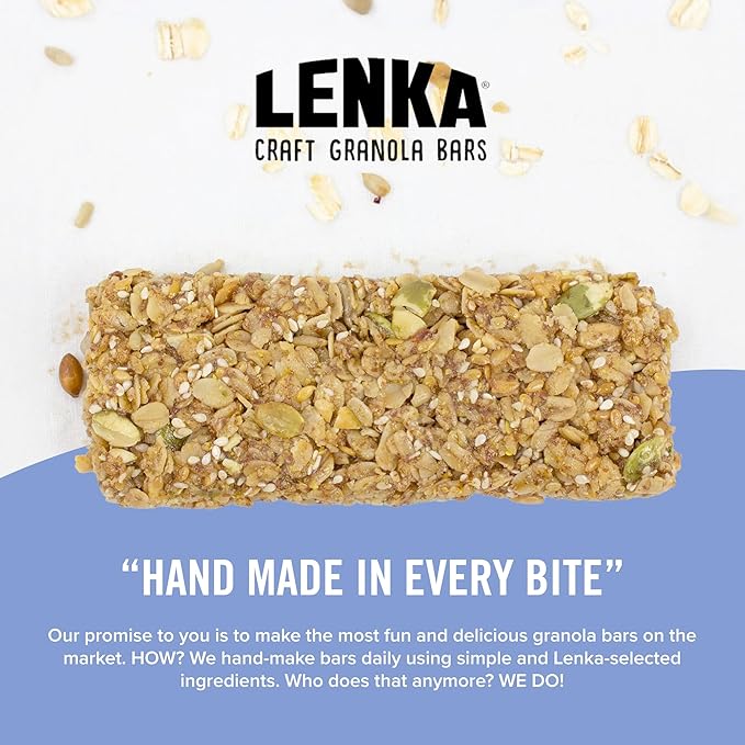Lenka Bars - Omega Snack Bars, Gluten Free, High Fiber, Kosher, Wholesome, No Artificial Flavors, Individually Wrapped - 12 Pack