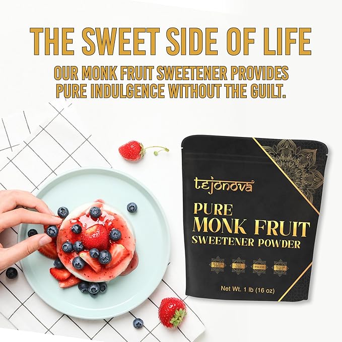 tejonova Monk Fruit Sweetener, 1 lb, Monk Fruit Extract Powder, Monkfruit Sweetener Pure Flavor