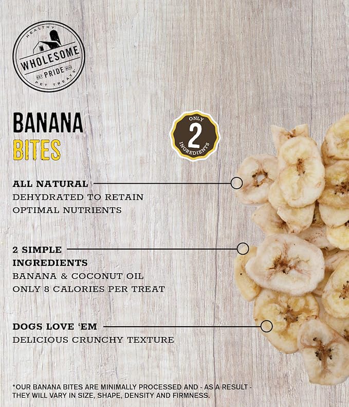 Wholesome Pride Banana Bites 100% All-Natural Limited Ingredient Dog Treats, 16 oz (Pack of 2)