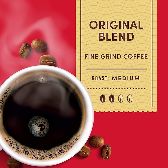 Tim Hortons Original Blend, Medium Roast Ground Coffee, Canada???Favorite Coffee, Made with 100% Arabica Beans, 48 Ounce Canister