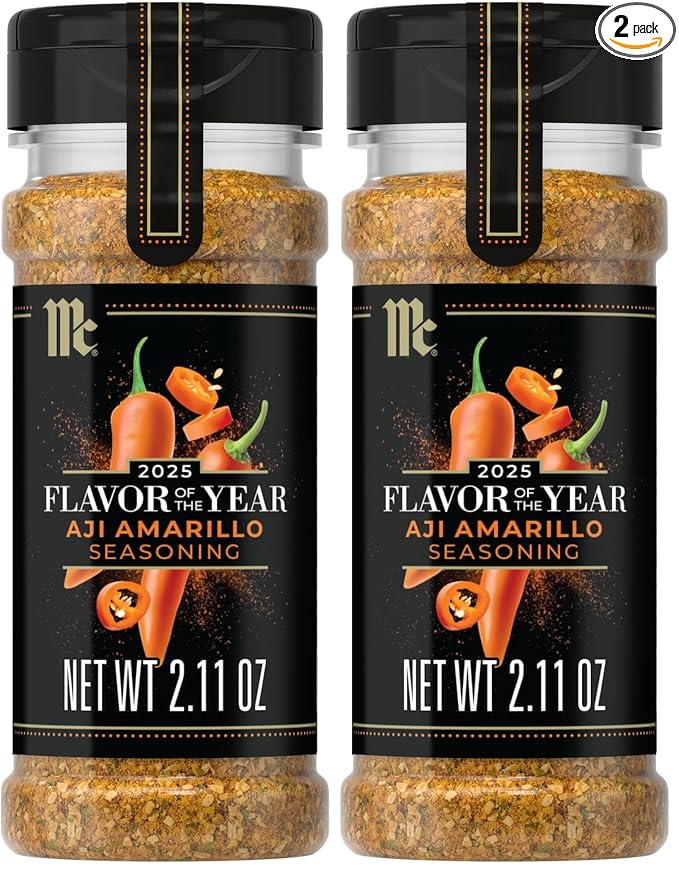 McCormick Seasoning, Aji Amarillo, 2025 Flavor of the Year, Blend of Tropical & Smoky Notes with Medium Chile Heat, For Seafood, Fish, Veggies, Poultry, Sauces, Salsa, and More, 2.11 oz (Pack of 2)