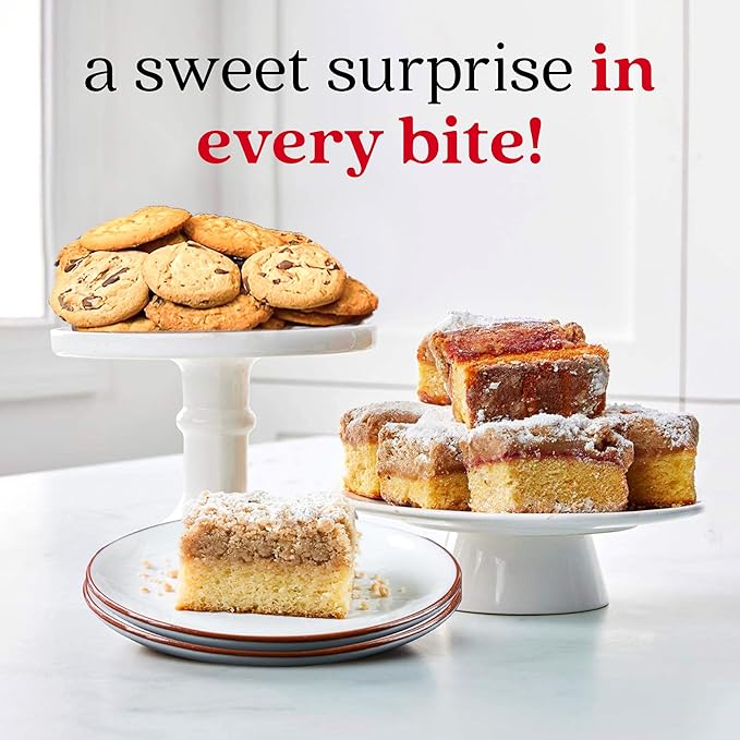 David's Cookies Assorted Fresh Baked Cookies & Crumb Cake Tin - 1Lb Assorted Cookies + 8 Individually Wrapped Crumb Cakes With Raspberry & Original Butter Flavors ??Delicious Gourmet Food Gift For All