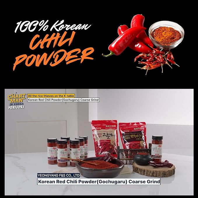 Korean Food Haetnim Maeul 100% Korean Red Chili Powder | Large Particle Powder For Stir Fry and Seasoning 3.5oz(100g) | Vegan, NO MSG