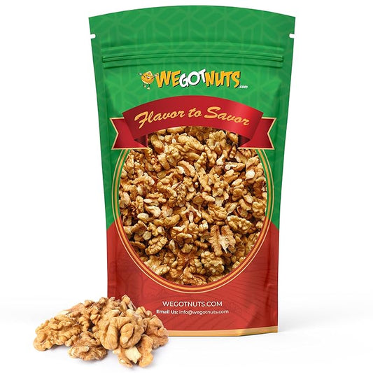 California Raw Walnuts- 4 Pounds, Resealable Package-Fresh, No Shell, Unsalted-All Natural Dry Halves and Chopped Pieces-For Snacking, Kids, Baking Brownies, Diet- Kosher Certified- by We Got Nuts