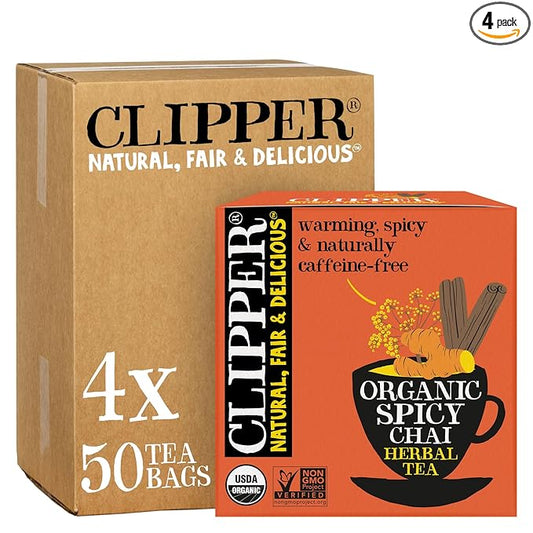 Clipper Tea Spicy Chai Herbal Tea ??Caffeine Free, USDA Organic, Great Hot or Iced ??Warming, Spicy, Natural, Fair & Delicious ??200 Tea Bags