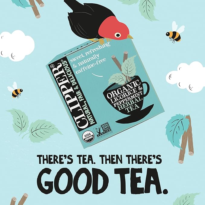 Clipper Tea Peppermint & Licorice Teabags ??Caffeine Free, USDA Organic, Great Hot or Iced ??Sweet, Refreshing, Natural, Fair & Delicious Sweet ??50 Tea Bags