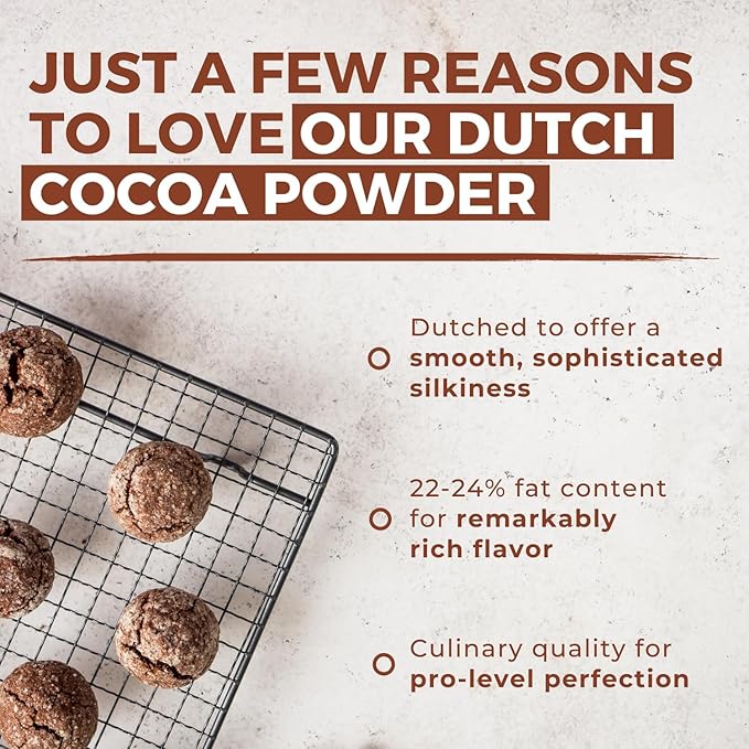 Cocoa Powder (5 lb) Dutch Processed Cocoa Powder, Unsweetened, Extra Rich Cocoa Flavor, 22-24% Fat, Premium Culinary Grade, Non-GMO Sourced, Fair Trade Certified, Perfect Cocoa for Baking and Cooking