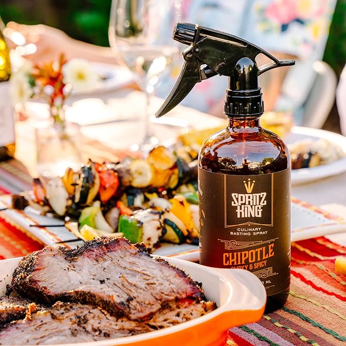 Spritz King Culinary Basting Spray: For Grilling, Smoking, Air Frying - Delicious Dark Bark, Flavorful Crust & Moisture-Sealing Power - Great on Meats or Veggies (16 Ounce Chipotle)