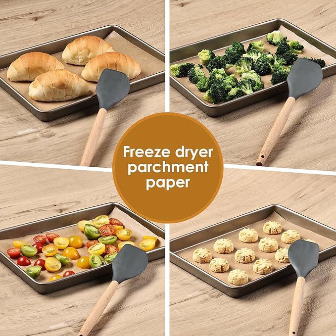 KitchenRaku 200 Pack Parchment Paper For Harvest Right Freeze Dryer Trays, Disposable Accessories for Freeze Dryer Trays, Prevent Food Items From Sticking (PPA12, 17 1/4" x 7", Medium)