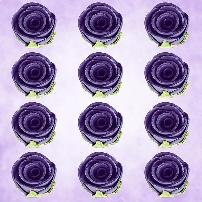 Confect Edible Flower | Edible Flower for cake decorations | Edible Flower Toppers | | Cupcakes & Doughnut Edible Toppers | True Purple Sugar Flower- Vegan, Gluten-Free, Soy-Free, Dairy-Free, Palm Oil-Free -Pack of 12