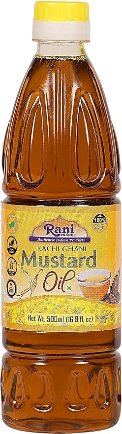 Rani Mustard Oil (Kachi Ghani) 16.9 Ounce (500ml) NON-GMO | Gluten Free | Vegan | 100% Natural | Kosher