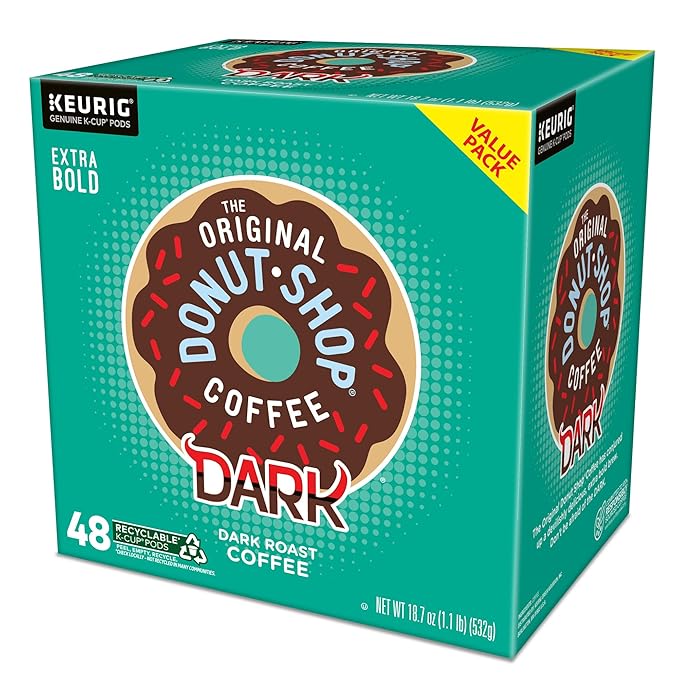 The Original Donut Shop Coffee Dark, Keurig Single Serve K-Cup Pods, Dark Roast Coffee, 48 Count
